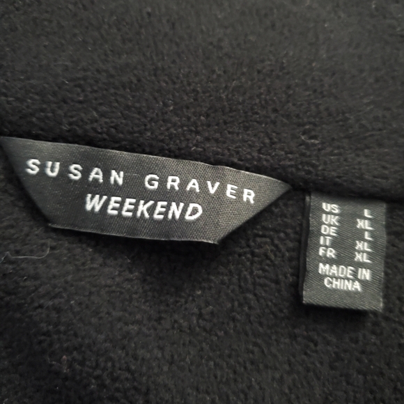 SUSAN GRAVER WEEKEND snap fleece contrast trim L - Picture 8 of 11